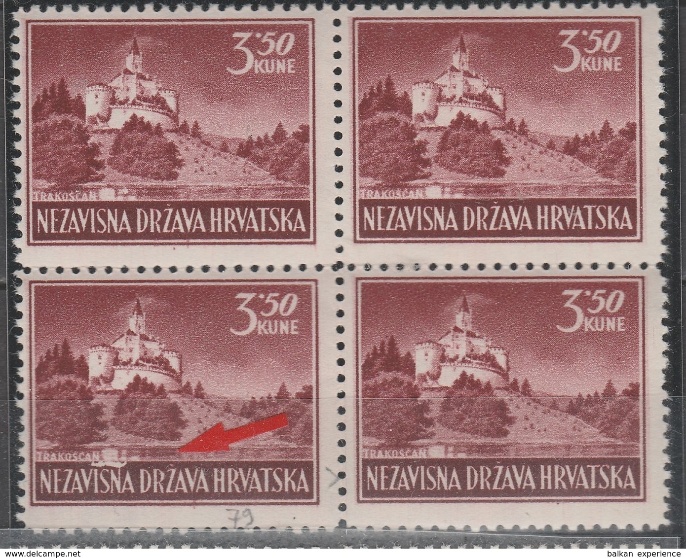 ☀ NDH CROATIA Kroatien 1942 Trakošćan Castle, BETTER Famous Variety "CROCODILE" P79 -  Offset MNH G Ww2 Hills Castle - Croatia