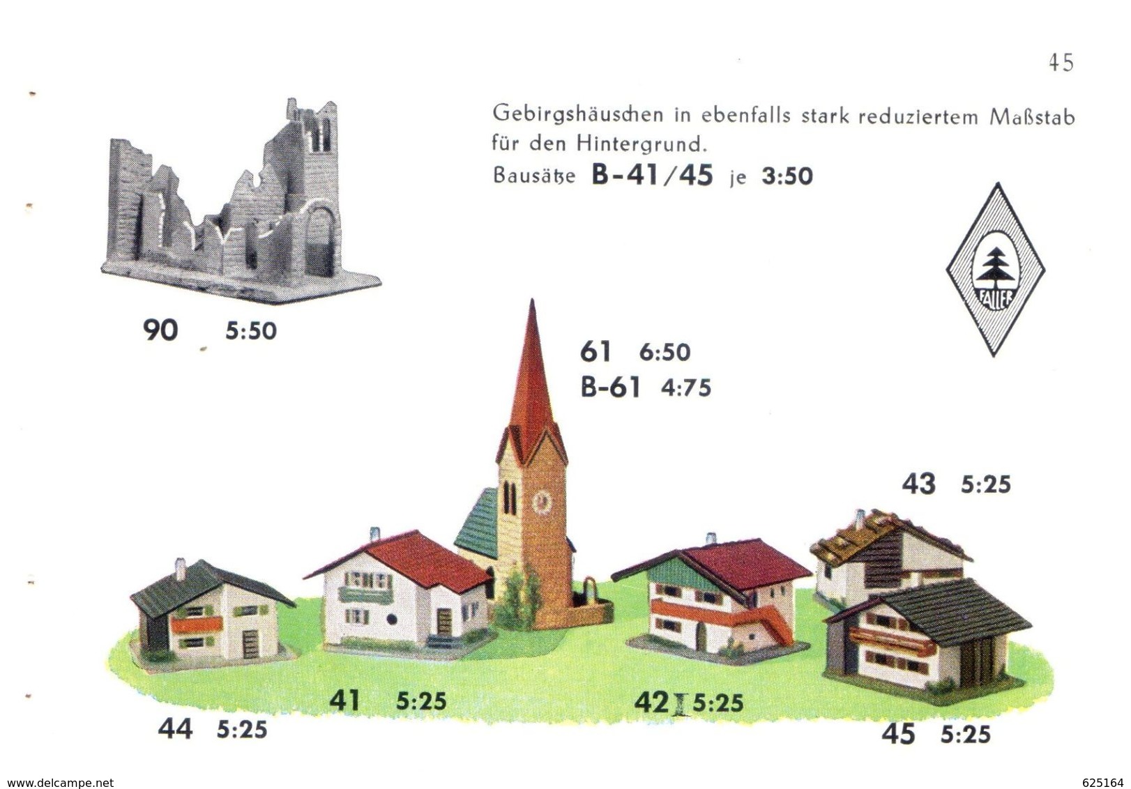 Catalogue FALLER 1956 Bahnhöfe, Tal & Bergstationen, Bäume, Flugzeugmodelle - Alemania