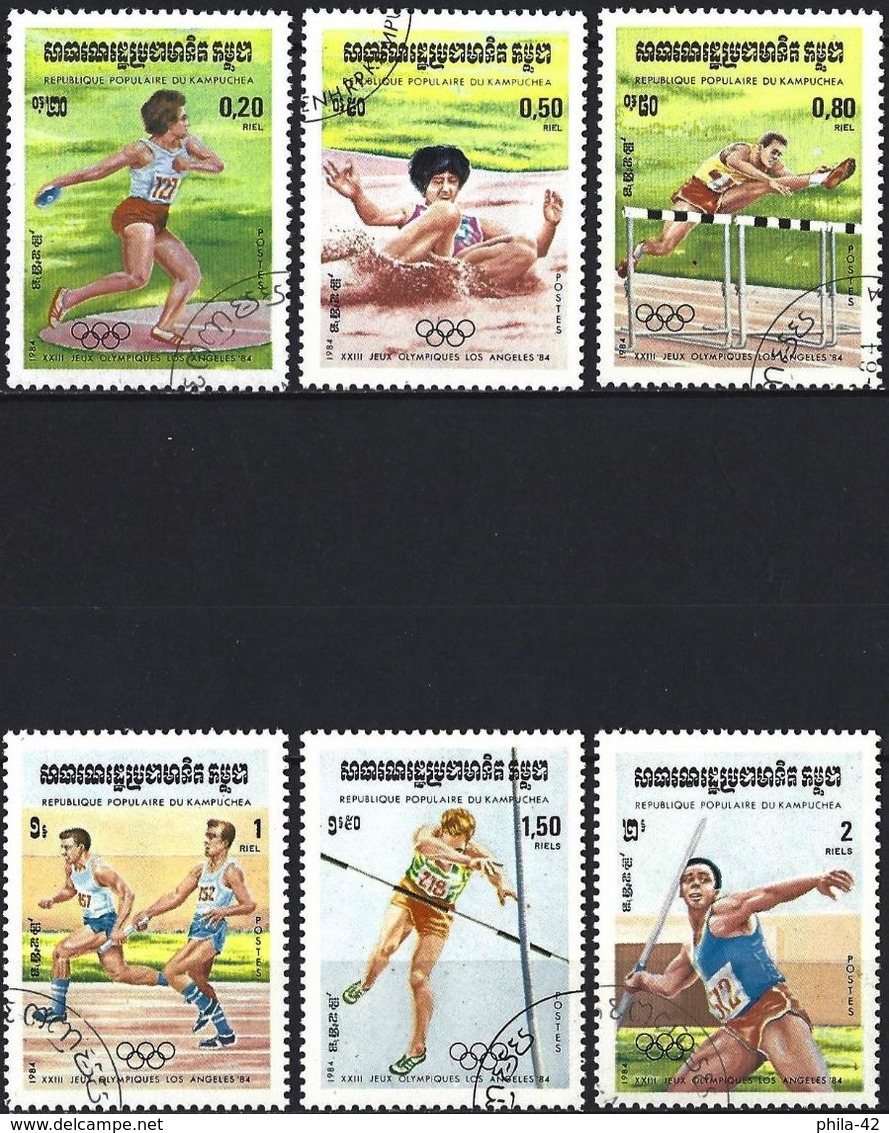 Kampuchea 1984 - Mi 568/73 - YT 442/47 ( Los Angelès Olympics ) - Kampuchea