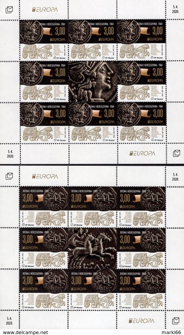 Bosnia & Herzegovina - Mostar - 2020 - Europa CEPT - Ancient Postal Routes - Mint Miniature Sheets Set - Bosnie-Herzegovine