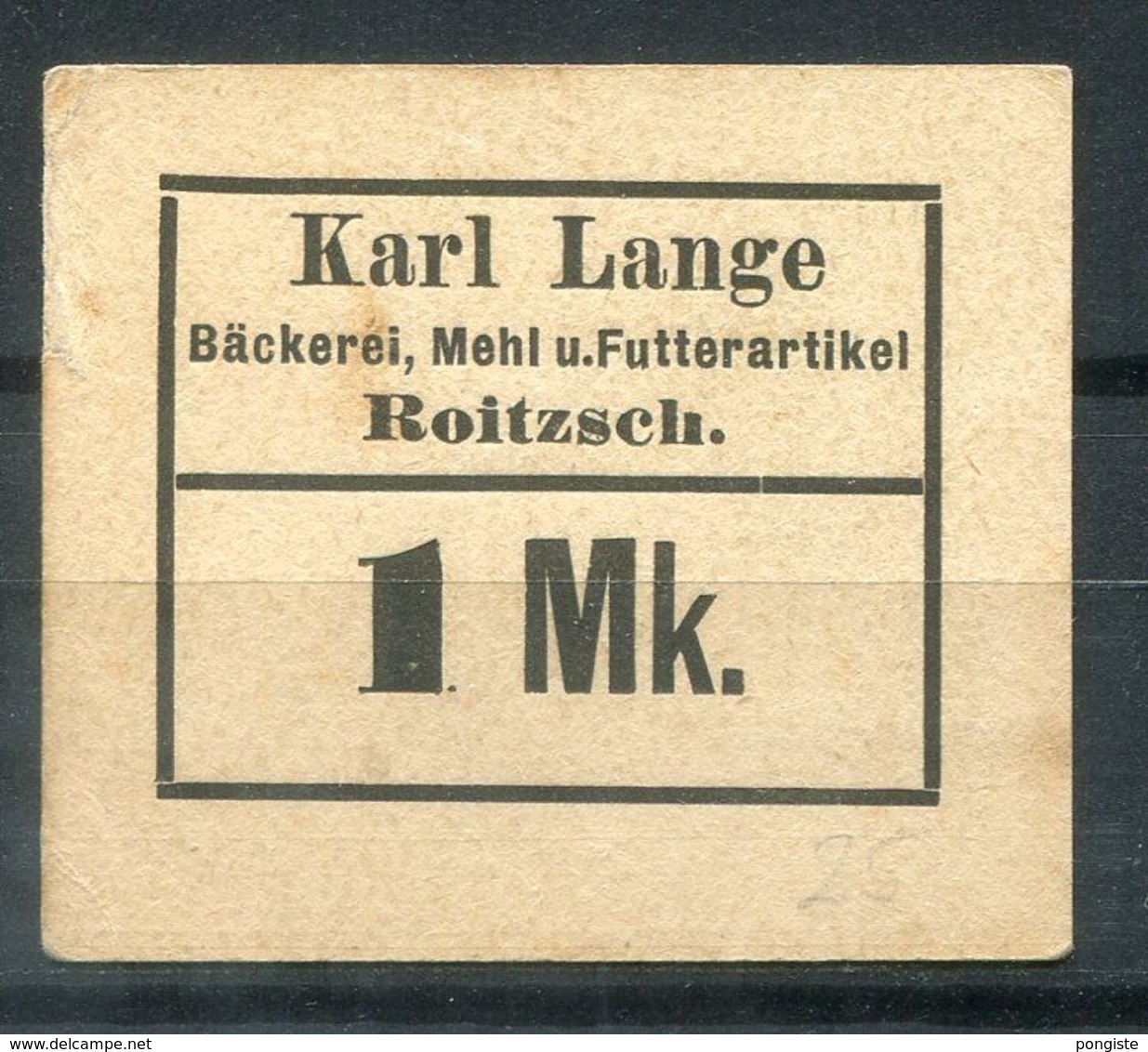 Notgeldwertmarke Aus ROITZSCH, Kreis BITTERFELD - 1 Mk. Von Bäckerei Lange - Other & Unclassified