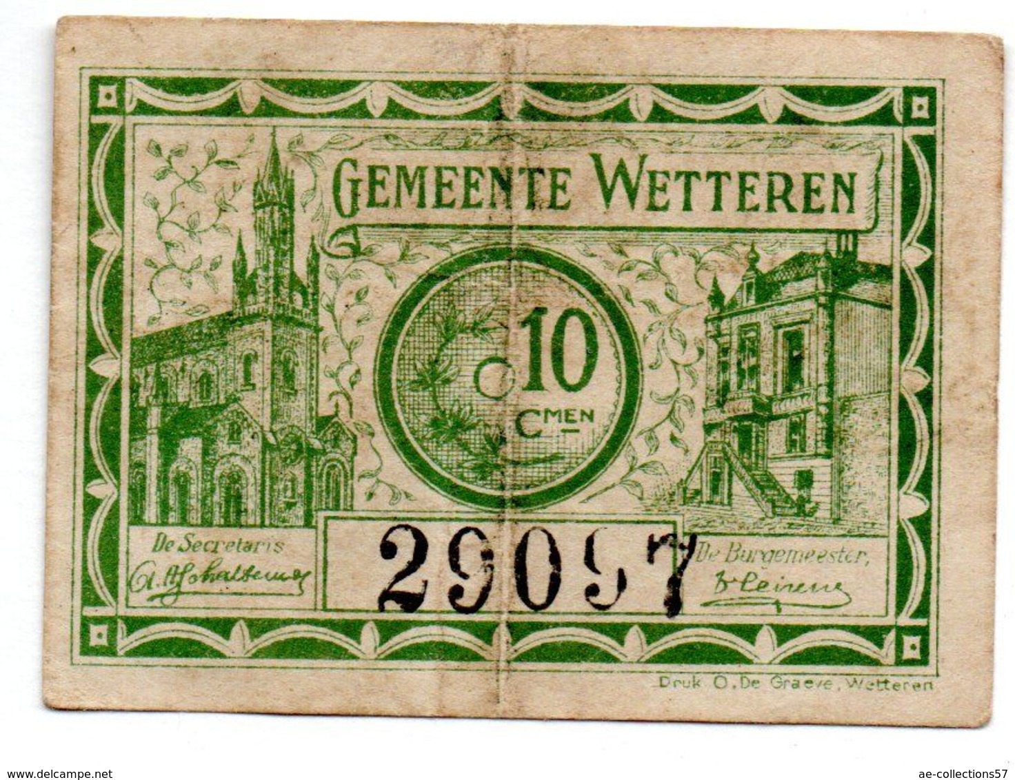 Belgique / 10 Centimes 1918 / Ville De Wetteren / TB+ - Autres & Non Classés