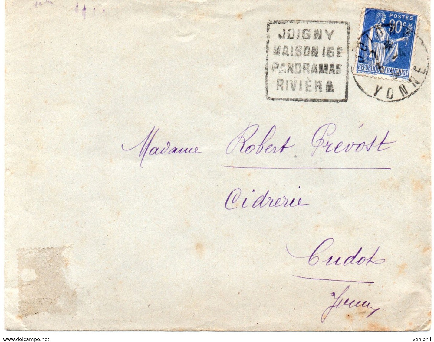 LETTRE OBLITERATION DAGUIN " JOIGNY MAISON 16 E -PANORAMAS -RIVIERE -YONNE -1932 - Mechanical Postmarks (Other)