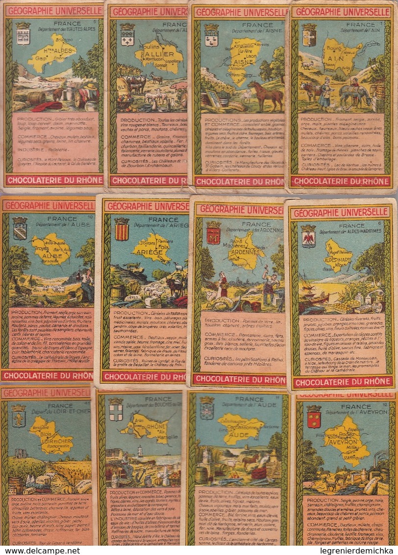 LOT De 44 CHROMOS - Publicité CHOCOLATERIE DU RHONE - Géographie Universelle France Colonies Et Monde Entier - Other & Unclassified