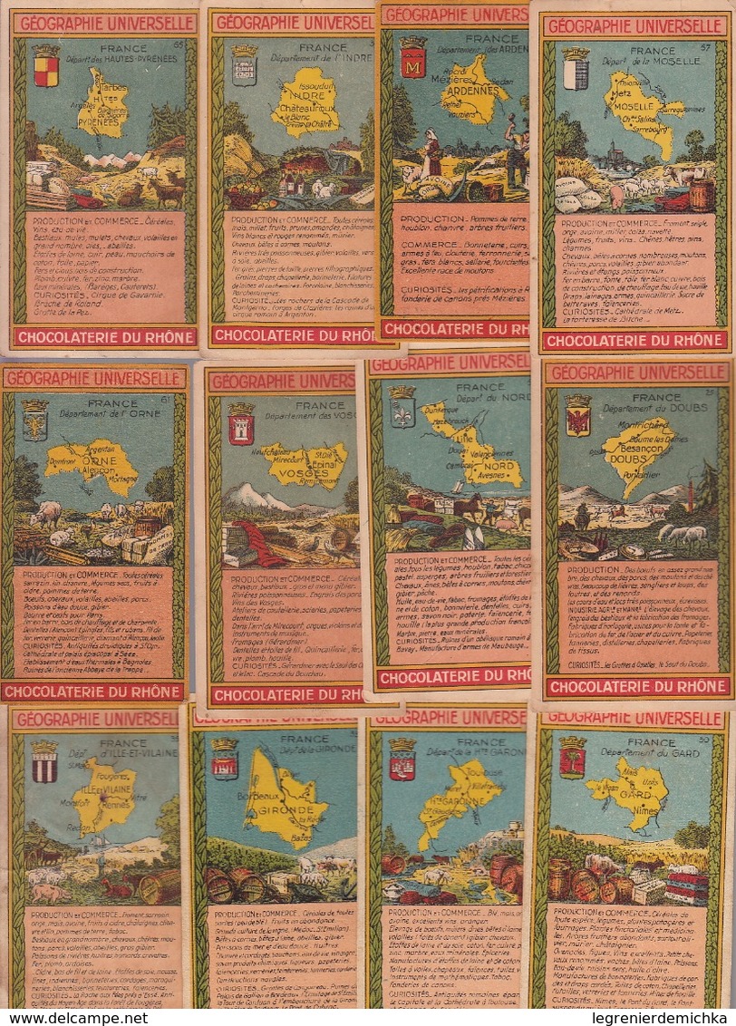 LOT De 44 CHROMOS - Publicité CHOCOLATERIE DU RHONE - Géographie Universelle France Colonies Et Monde Entier - Other & Unclassified