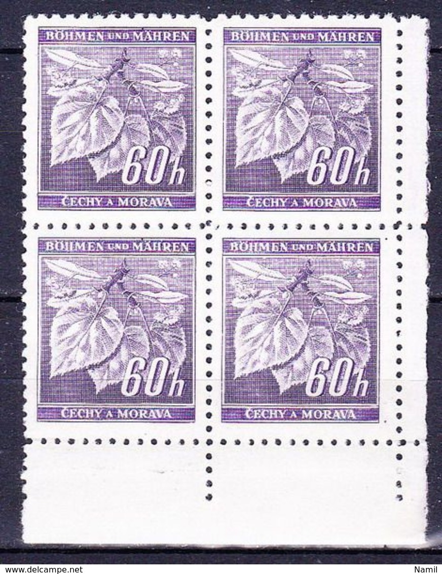 Boheme Et Moravie 1941 Mi 65 (Yv 44), (MNH)** Bloc De 4-coin De Feuille - Unused Stamps