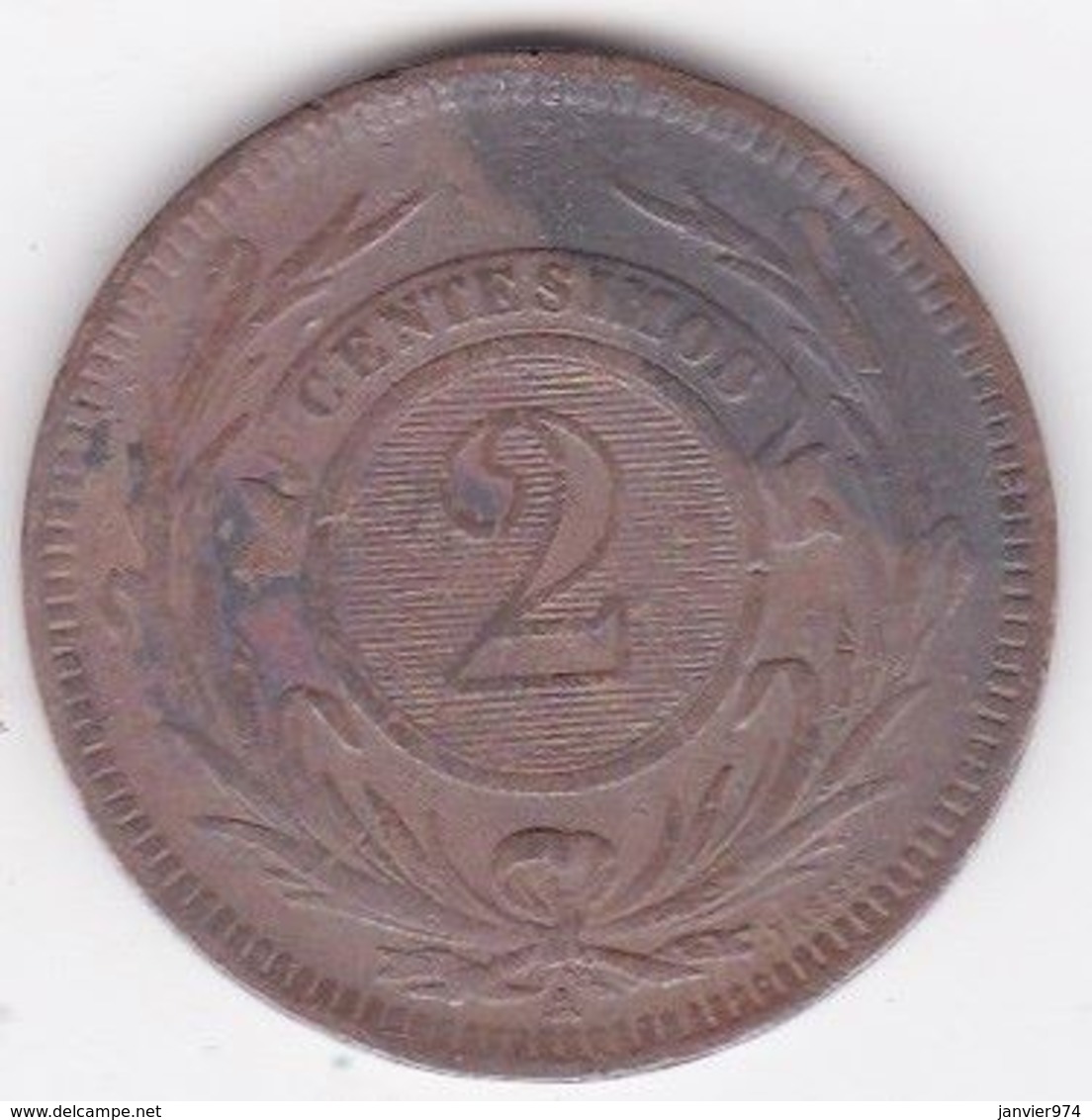 REPUBLICA ORIENTAL DEL URUGUAY. 2 CENTESIMOS 1869 A PARIS. KM# 12 - Uruguay