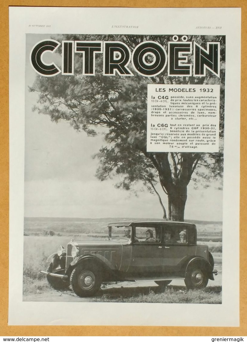 1931 Citroën Les Modèles 1932 La C4G ... C6G... (Quai De Javel Paris) - Lames De Rasoir 7 O'Clock - Barclay - Publicité - Publicités