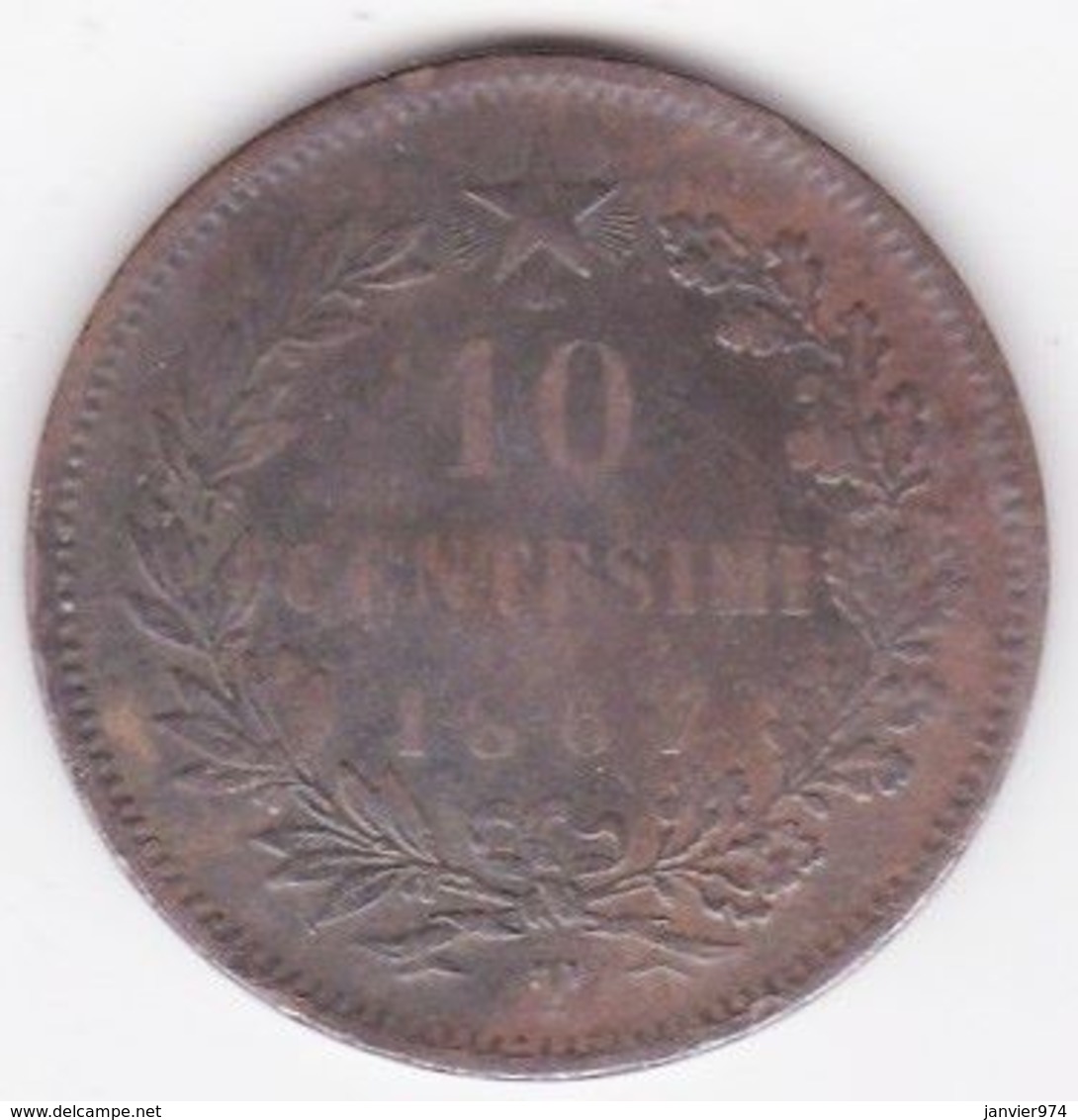 Italie . 10 Centesimi 1867 T Torino , Vittorio Emanuele II - 1861-1878 : Victor Emmanuel II