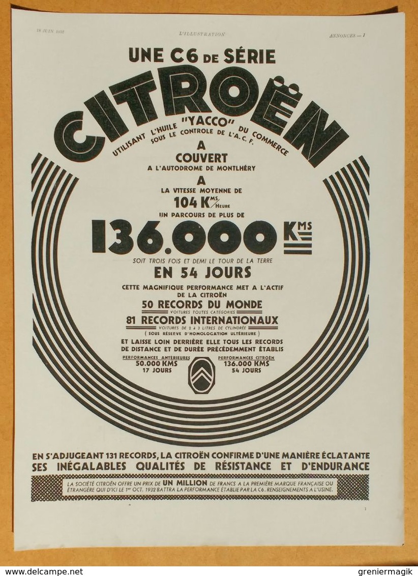 1932 Une C6 De Série Citroën Utilisant L'huile Yacco... - Nouvel Immeuble De La Parfumerie Roger&Gallet Paris- Publicité - Publicités