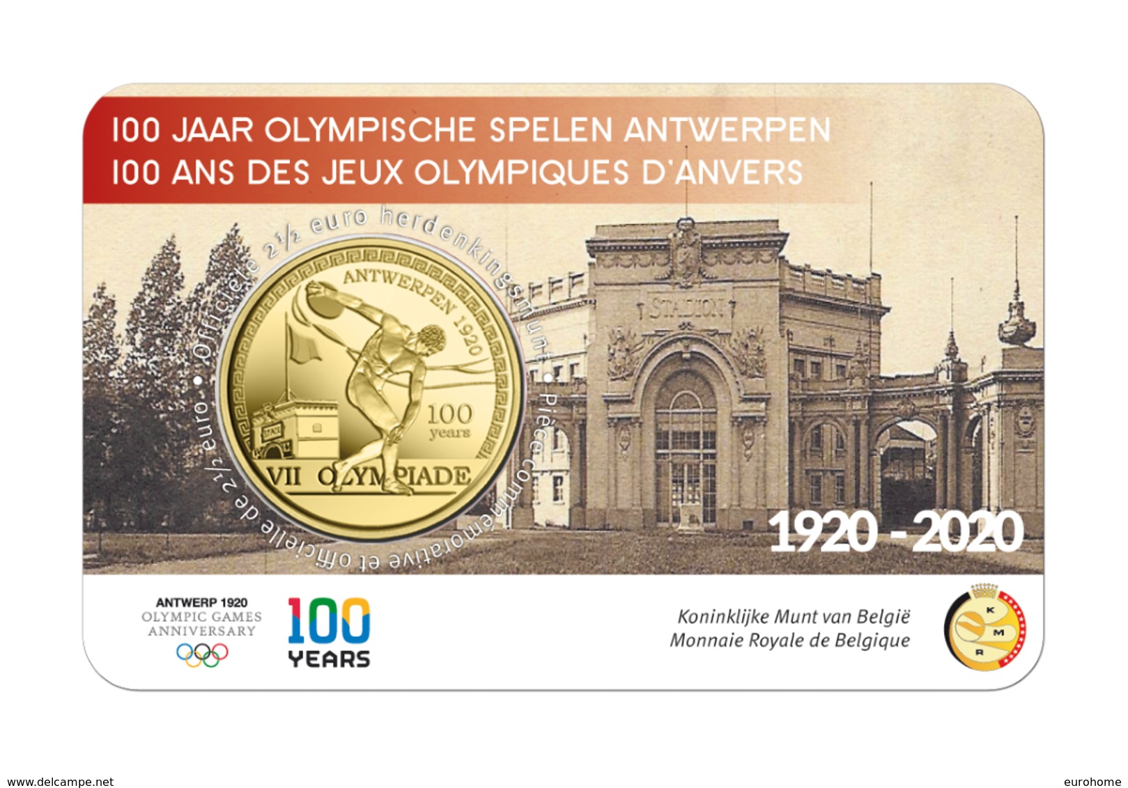 Belgie 2020  2,5 Euro  100 Ste Verjaardag Van De Olympische Spelen In Antwerpen - Anvers  In De Coincard !!! - Belgio