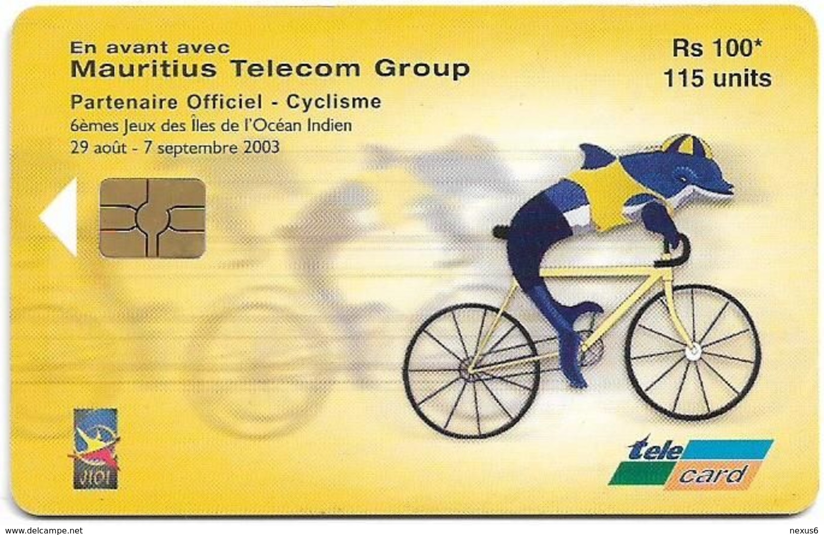 Mauritius - Chip - Indian Ocean Islands Games, Cycling, Gem5 Red, 08.2003, 115U, 50.000ex, Used - Maurice