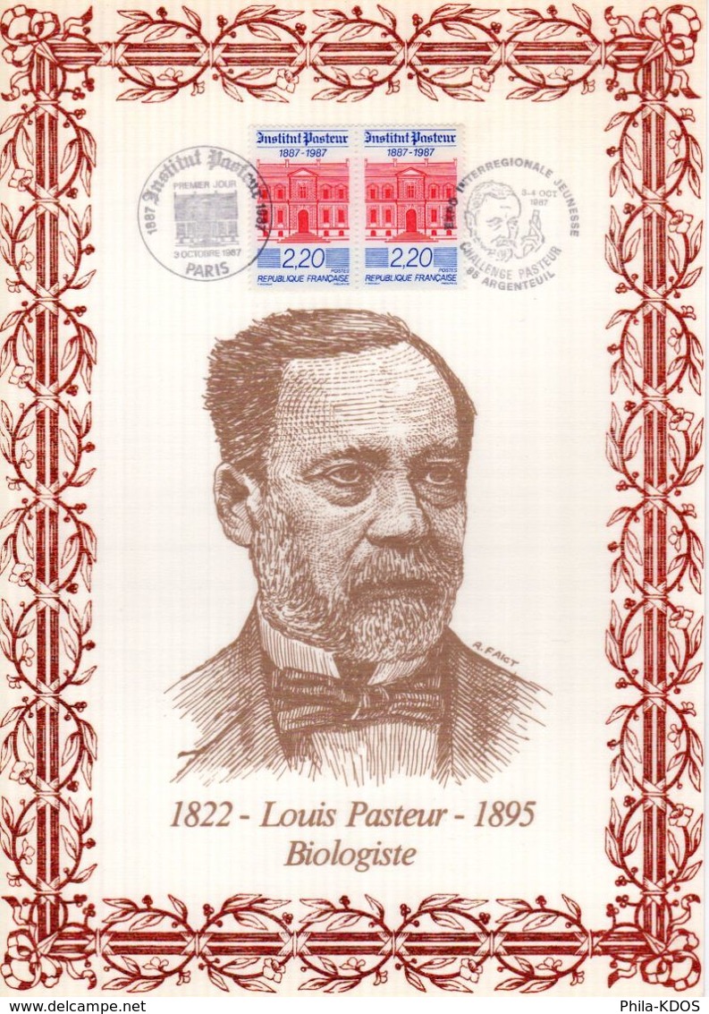 Rare (1500 Ex.) " LOUIS PASTEUR " Sur Encart 1er Jour N°té / Soie Edit° A.M.I.S.. 2 X N° YT 2496. Parf état FDC - Louis Pasteur