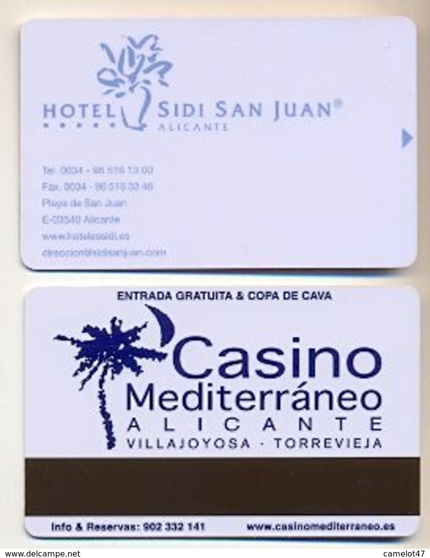 Casino Mediterraneo Advert On Hotel Sidi San Juan Room Key Card, Alicante, Spain,  # Sidi-1 - Cartes De Casino