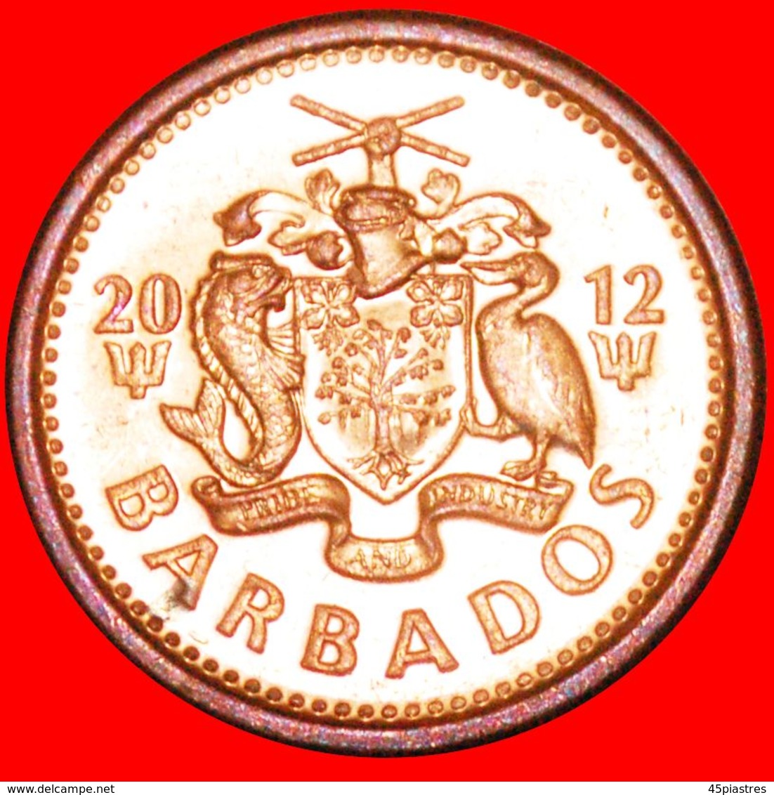 · GREAT BRITAIN (2007-2012): BARBADOS ★ 1 CENT 2012 MINT LUSTER! LOW START ★ NO RESERVE! - Barbados