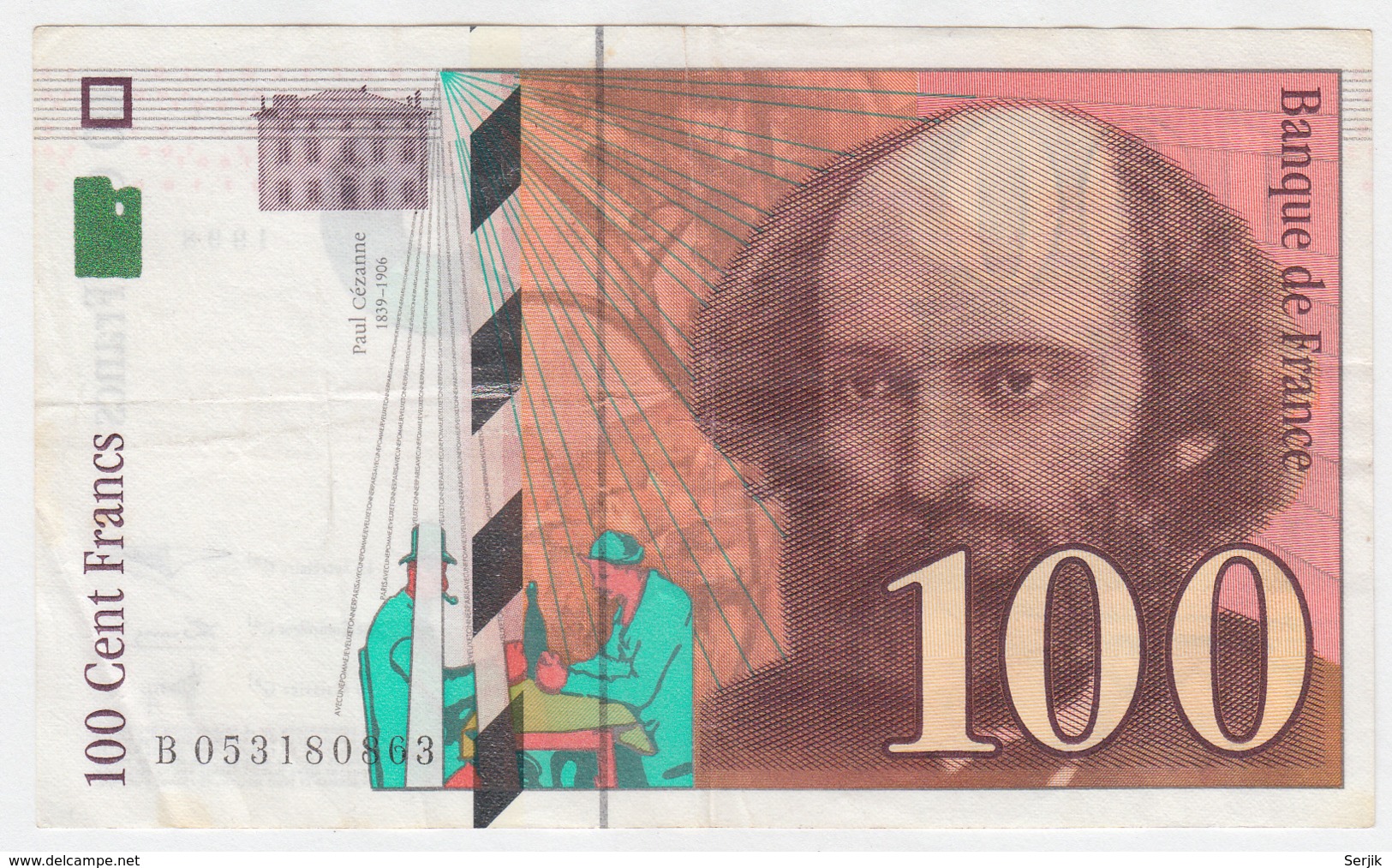 France 100 Francs 1998 VF+ CRISP Banknote Pick 158 - 100 F 1997-1998 ''Cézanne''