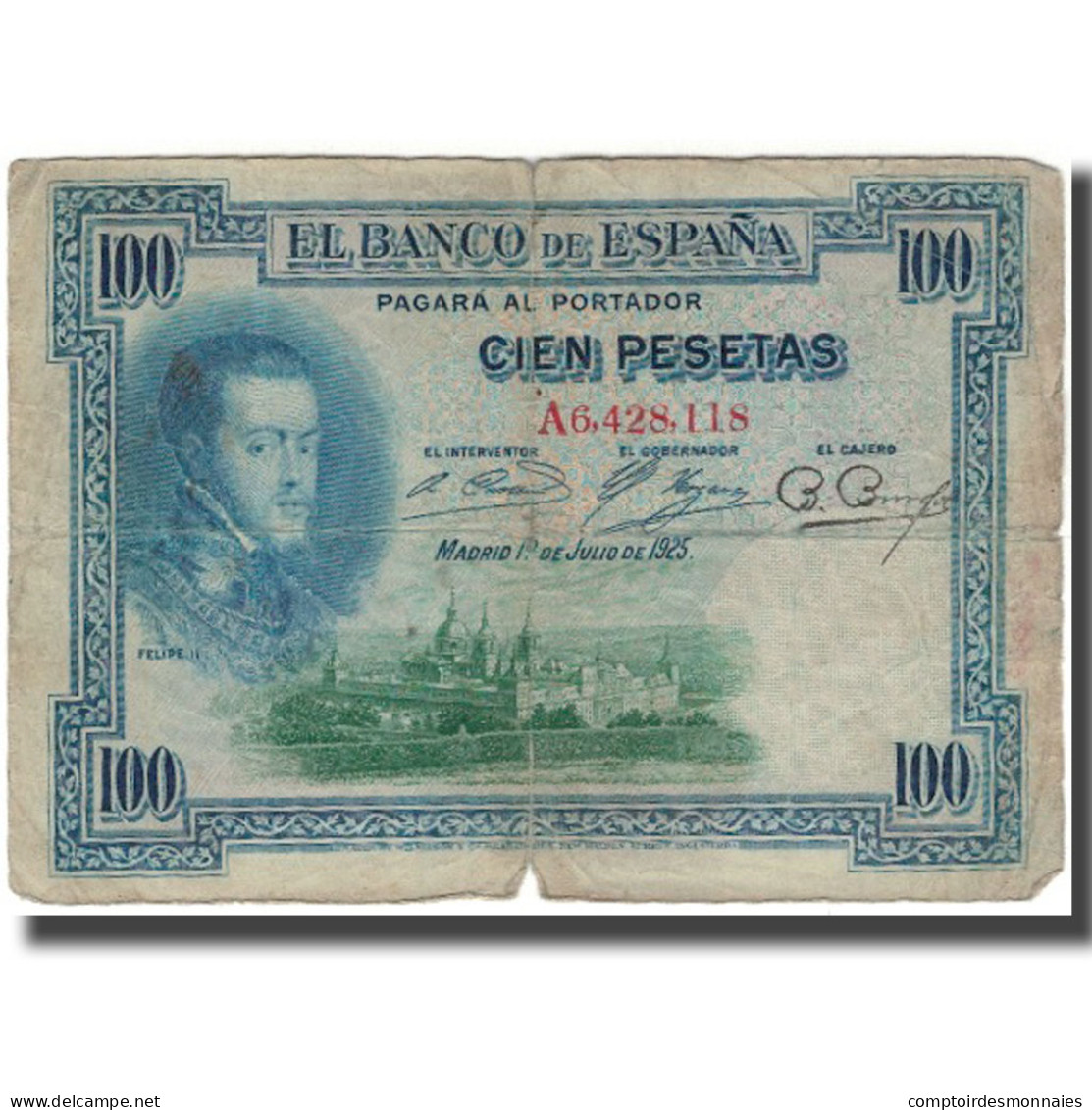Billet, Espagne, 100 Pesetas, 1925-07-01, KM:69a, AB+ - 100 Pesetas