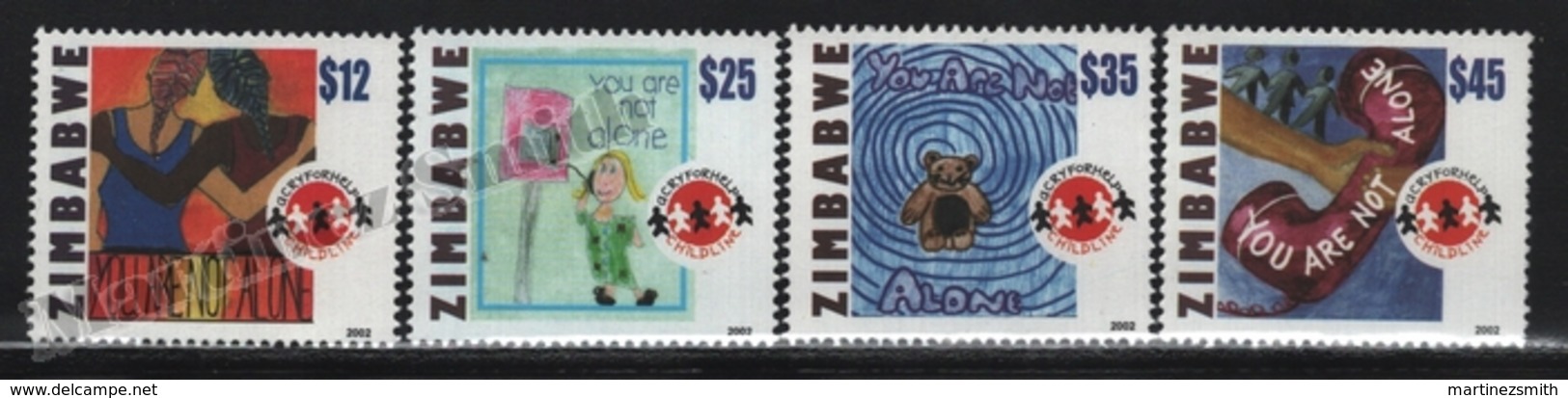 Zimbabwe 2002 Yvert 484-86, Organizations. Children. A Cry For Help Childline. Art. Drawings - MNH - Zimbabwe (1980-...)