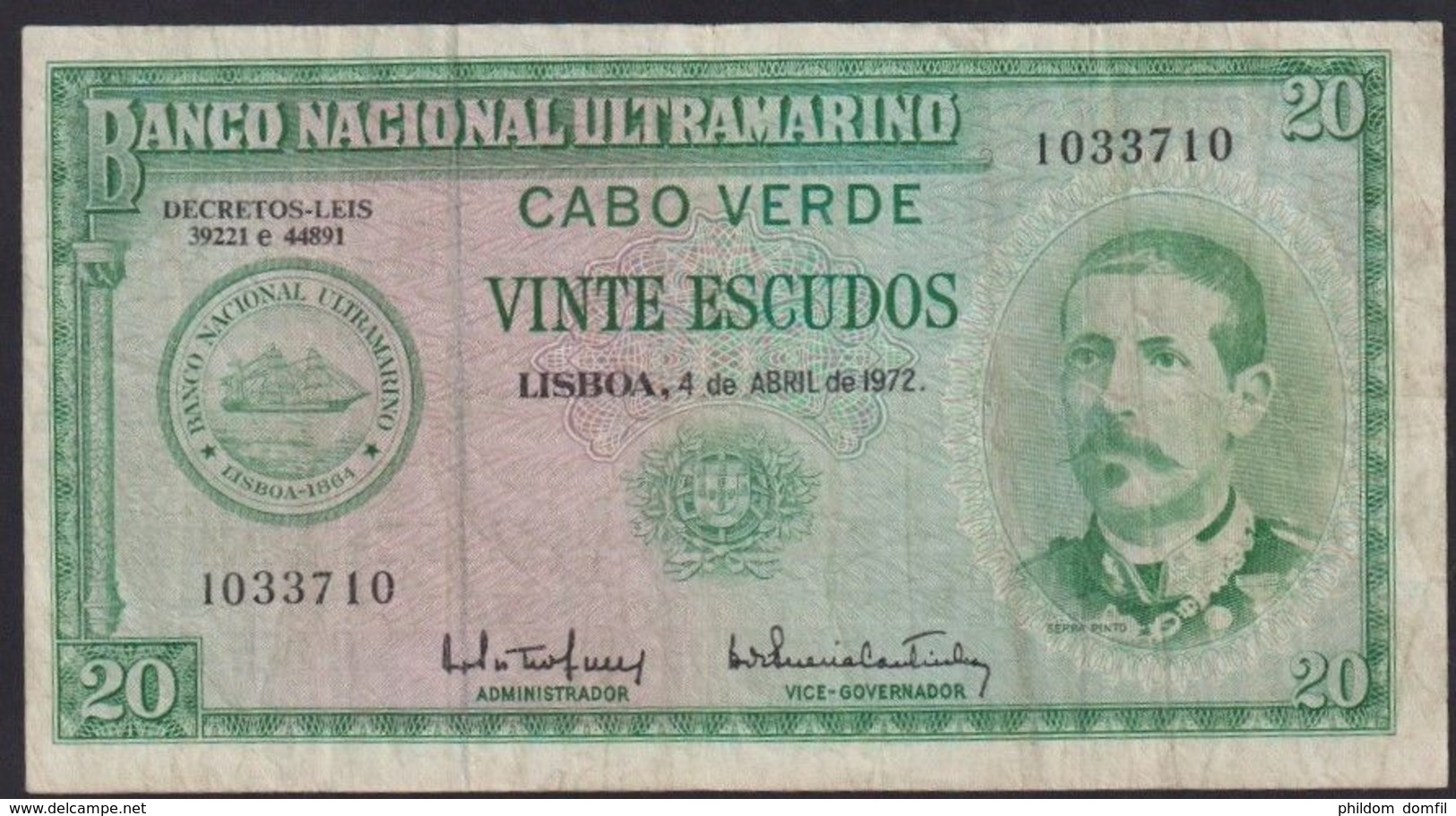 Ref. 3696-4133 - BIN CAPE VERDE . 1972. CABO VERDE 20 ESCUDOS 1972 - Capo Verde