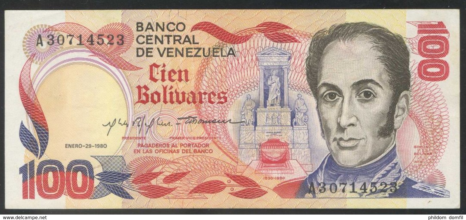 Ref. 3515-3951 - BIN VENEZUELA . 1980. VENEZUELA 100 BOLIVARES 1980 - Venezuela