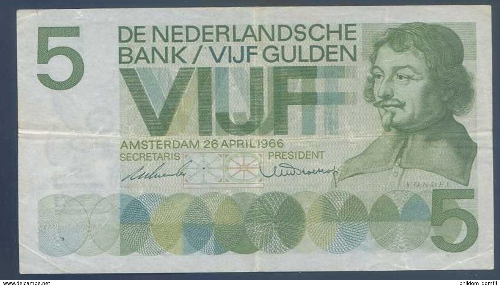 Ref. 3117-3540 - BIN NETHERLANDS . 1966. NEDERLAND 5 GULDEN 1966 - Te Identificeren