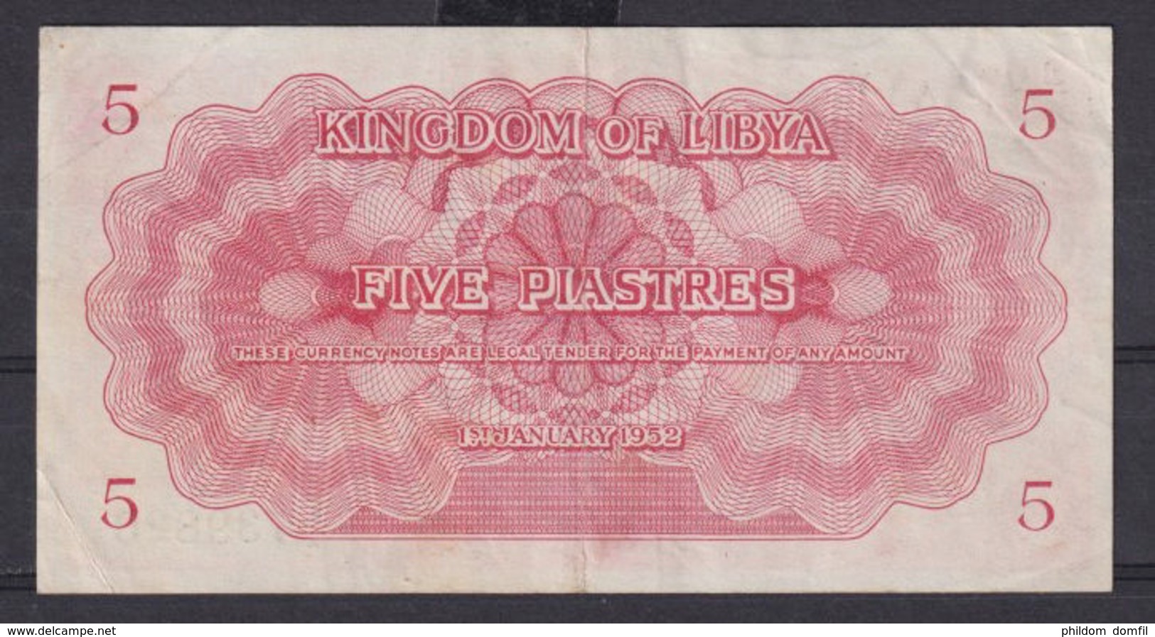 Ref. 3017-3440 - BIN LIBYA . 1952. LIBYA 5 PIASTRES 1952 - Libya