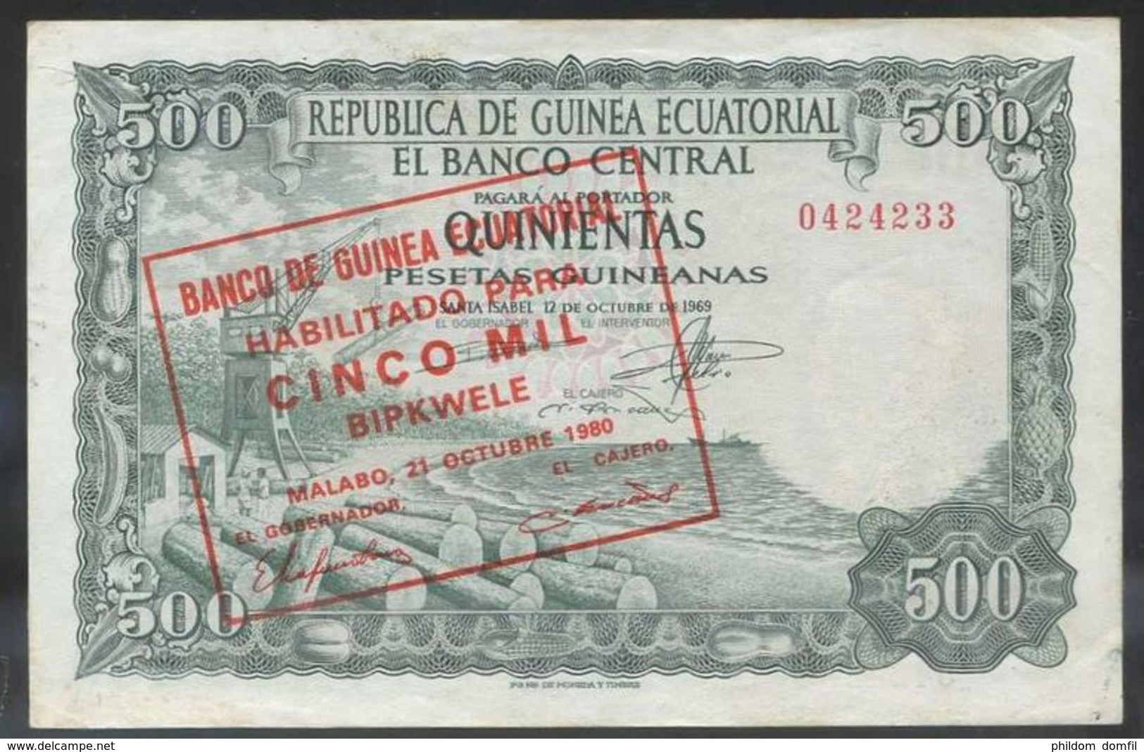 Ref. 2777-3200 - BIN EQUATORIAL GUINEA . 1980. GUINEA ECUATORIAL 500 BIPKWELE 1980 - Equatorial Guinea