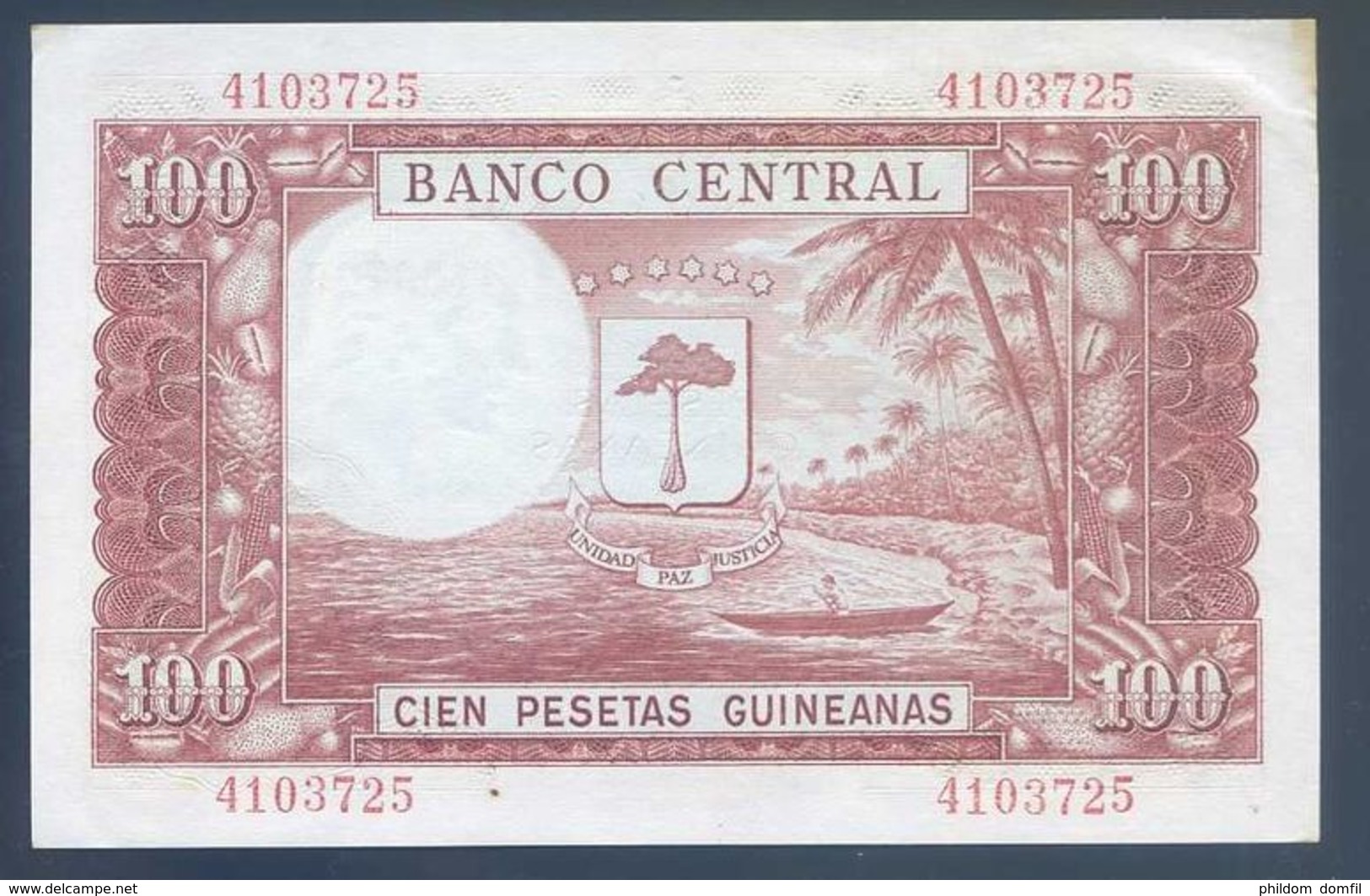 Ref. 2762-3185 - BIN EQUATORIAL GUINEA . 1969. GUINEA ECUATORIAL 100 PESETAS GUINEANAS 1969 - Aequatorial-Guinea