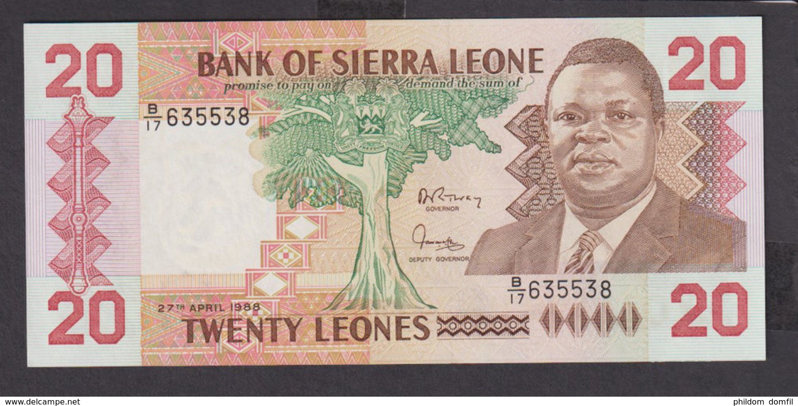 Ref. 1968-2391 - BIN SIERRA LEONE . 1988. 20 LEONES SIERRA LEONE 1988 - Sierra Leone