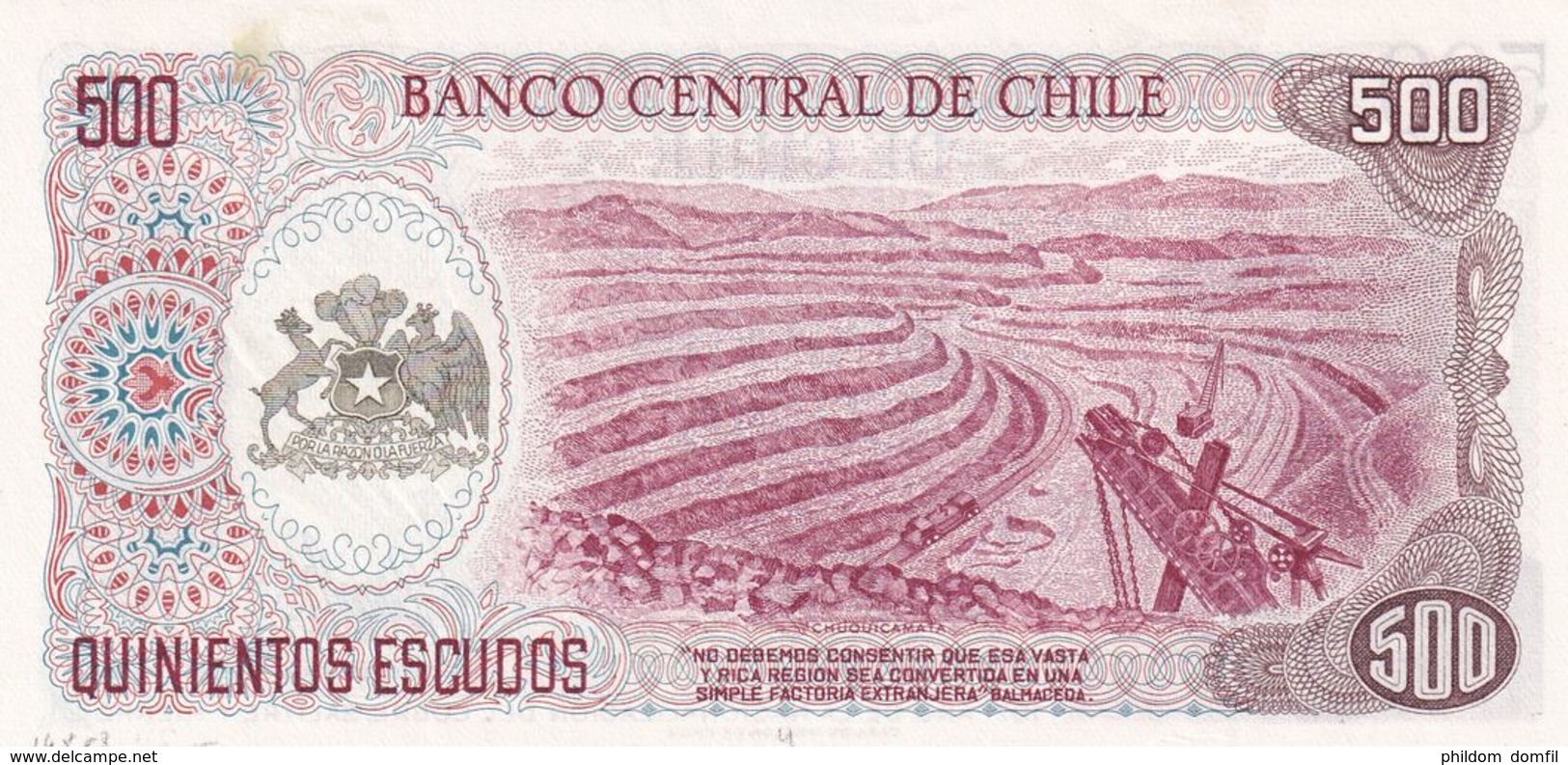 Ref. 1544-1966 - BIN CHILE . 1971. CHILE 500 ESCUDOS 1971 - Chile