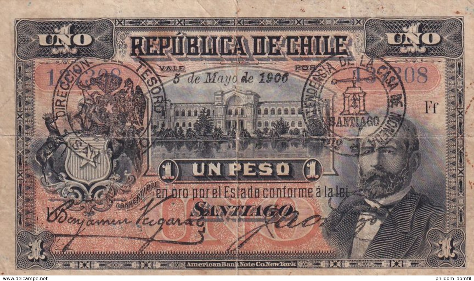 Ref. 1507-1929 - BIN CHILE . 1906. CHILE 1 PESO 1906 - Chili