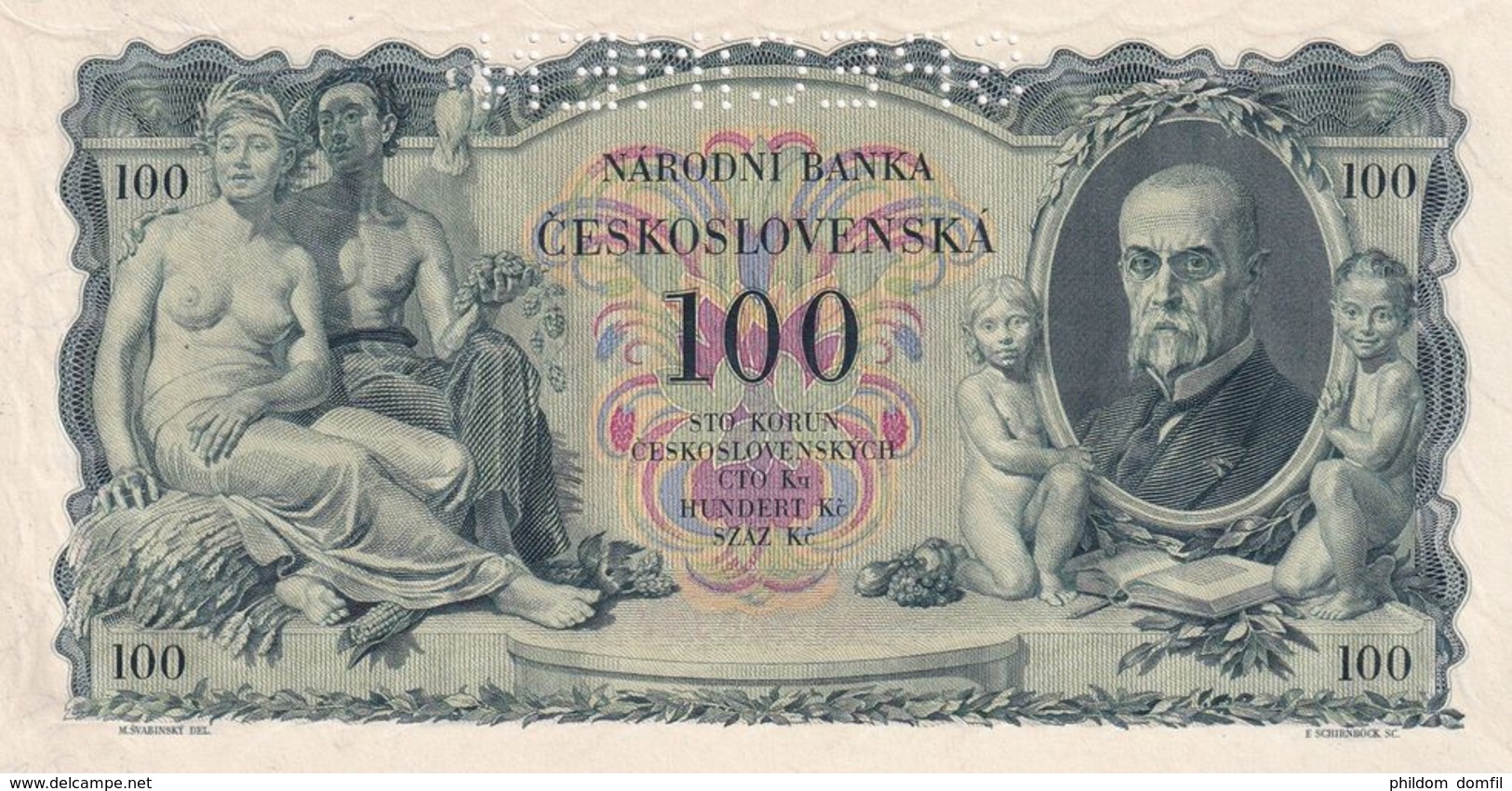 Ref. 1452-1874 - BIN CZECHOSLOVAKIA . 1931. CZECHOSLOVAKIA 100 KORUN 1929 PICK 24 SPECIMEN - Czechoslovakia