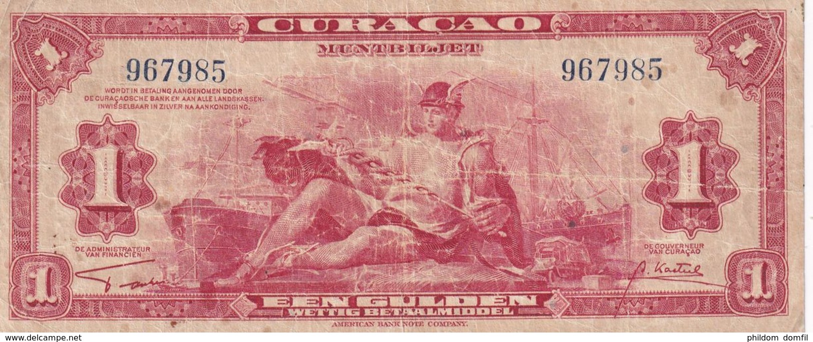 Ref. 1441-1863 - BIN CURA�AO . 1942. CURACAO 1 GULDEN 1942 - Antillas Neerlandesas (...-1986)