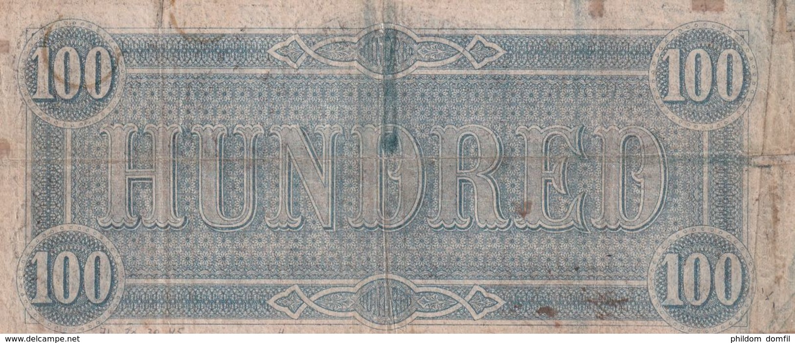 Ref. 1421-1843 - BIN UNITED STATES . 1864. $100 DOLLARS CONFEDERATE RICHMOND 1864 - Andere & Zonder Classificatie