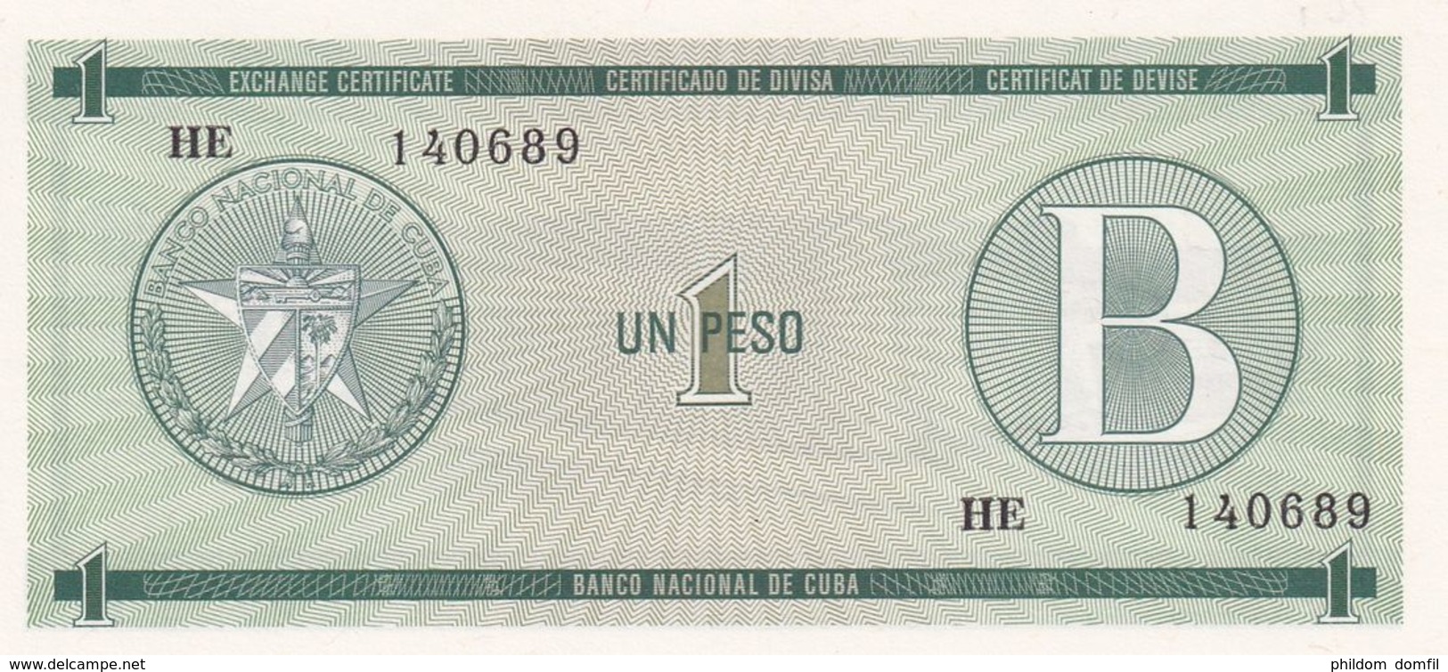 Ref. 1342-1764 - BIN CUBA . 1985. CUBA 1 PESO 1985 CERTIFICADO DE COMPRA - Cuba