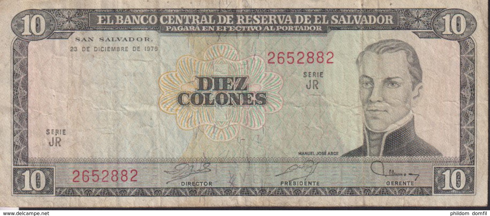 Ref. 1330-1752 - BIN EL SALVADOR . 1976. EL SALVADOR 10 COLONES 1976 - Salvador