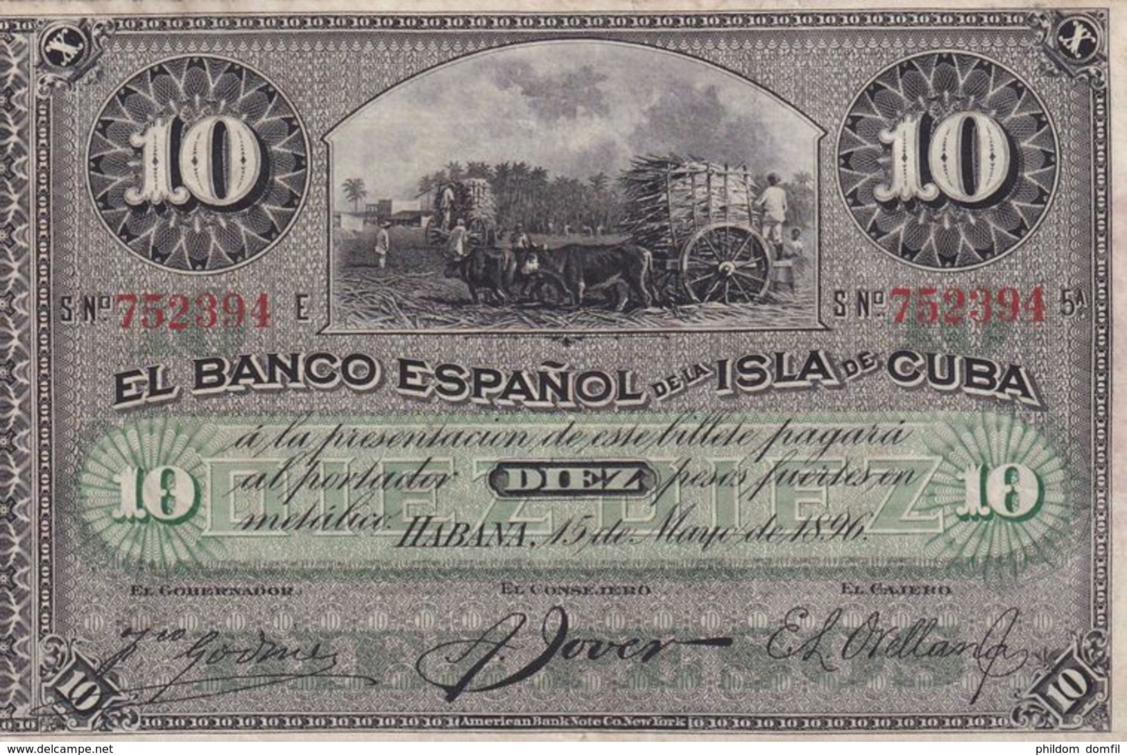 Ref. 1189-1611 - BIN CUBA . 1896. CUBA 10  PESOS 1896 - Cuba