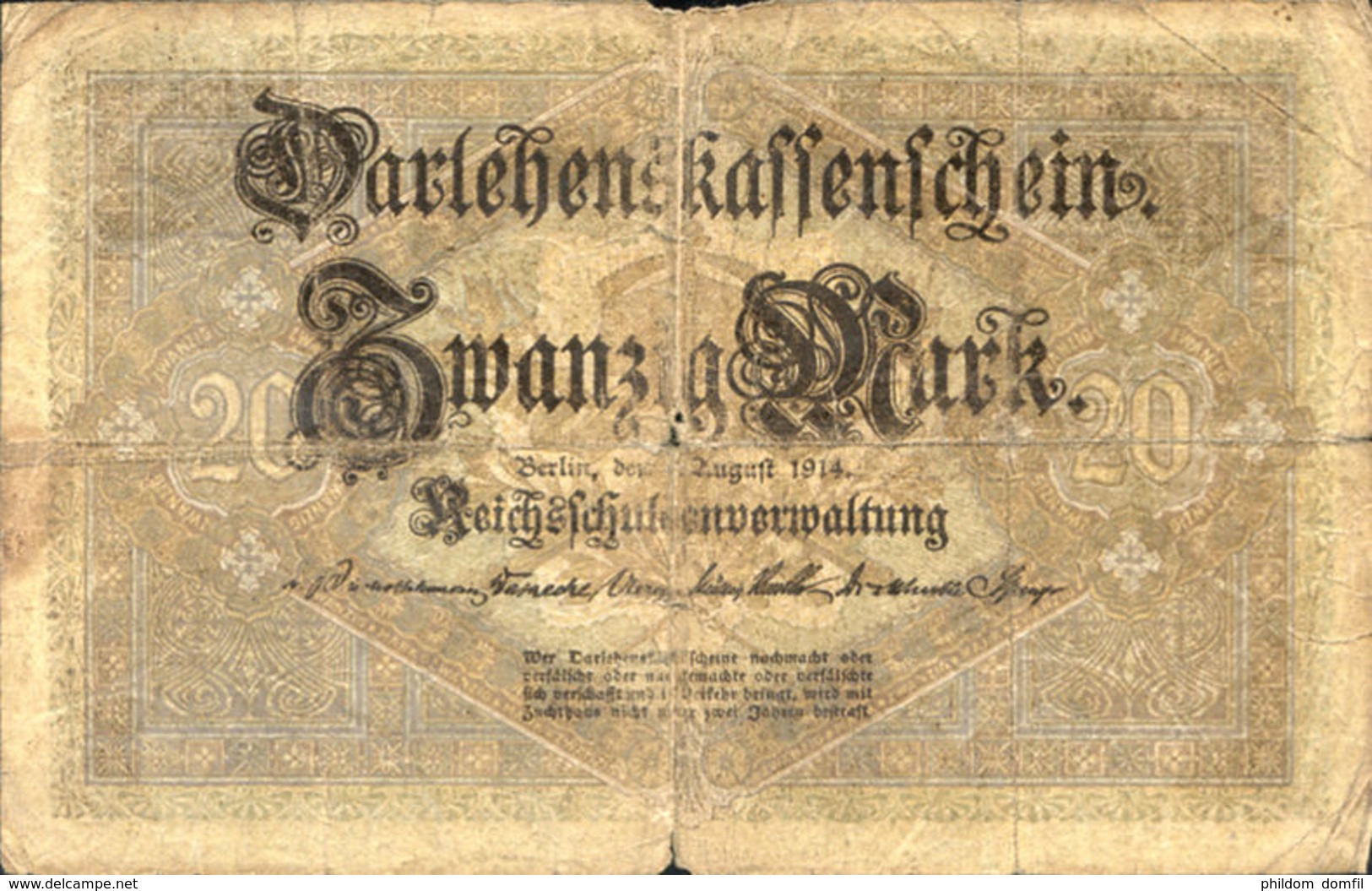 Ref. 1008-1430 - BIN GERMANY . 1914. GERMANY 20 MARK 1914 - Andere & Zonder Classificatie
