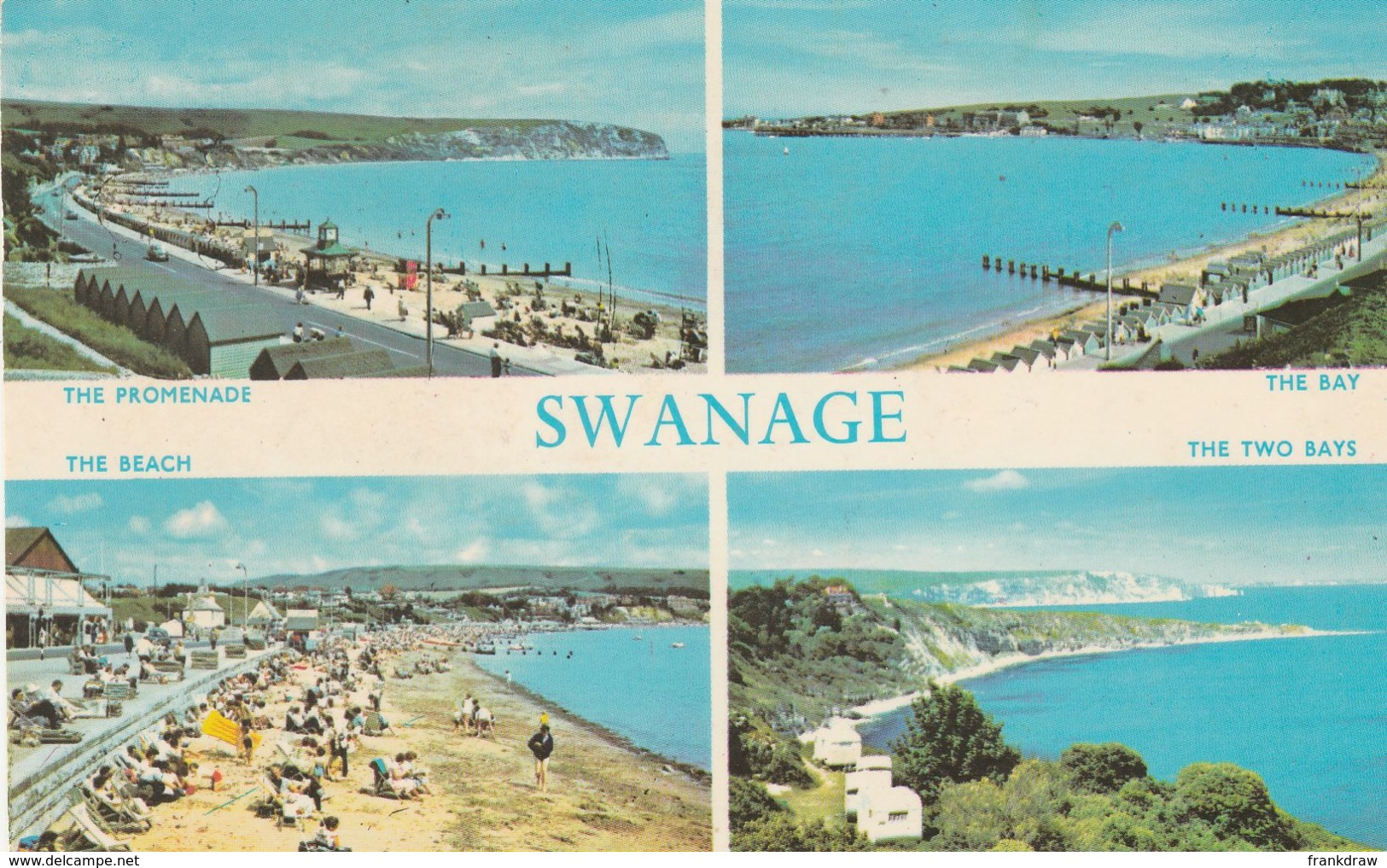 Postcard - Swanage Four Views  Card No.2122 Posted  13th Aug Looks Like 1970 Very Good - Swanage