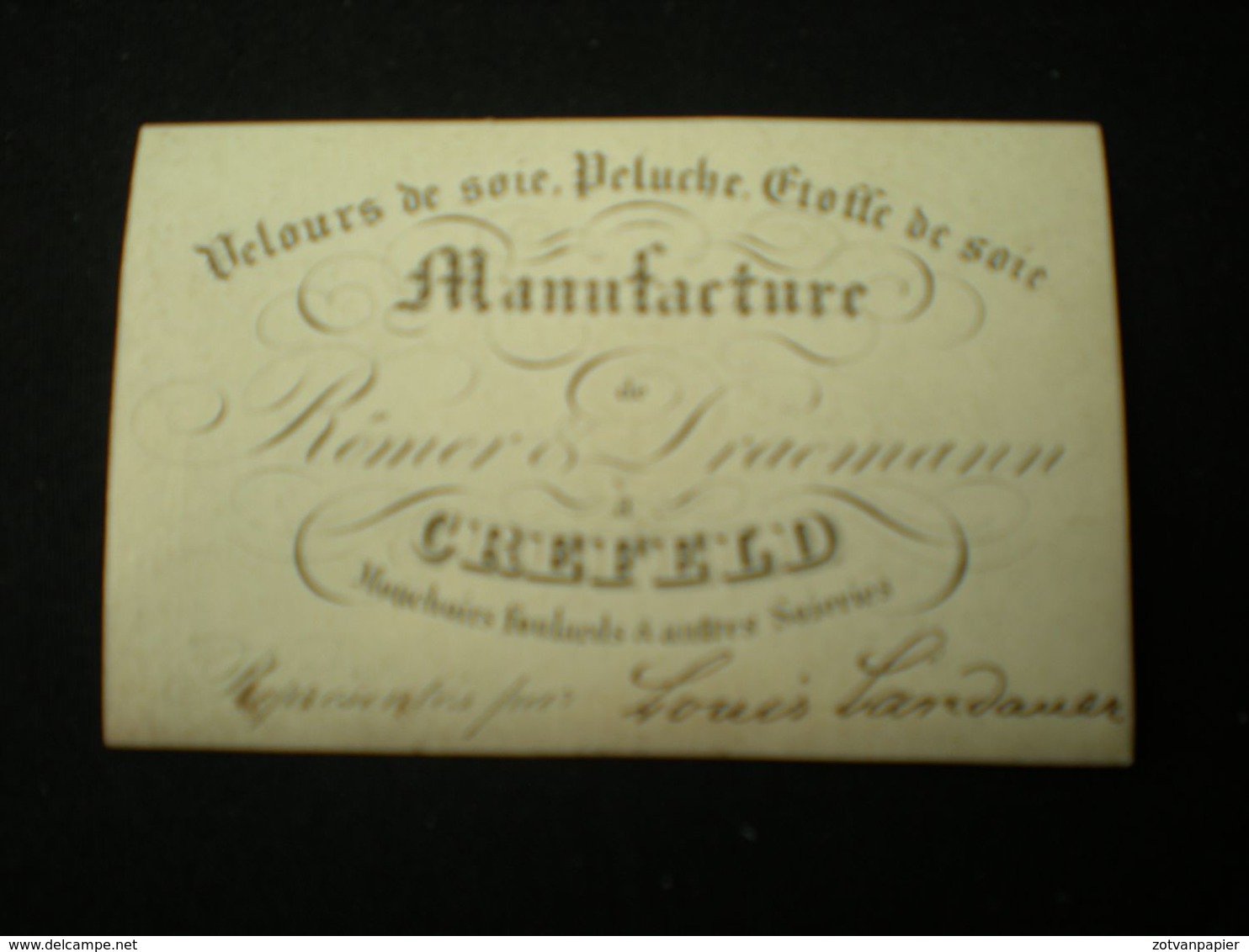 CREVELD - MANUFACTURE  SOIERIES ROEMER & DRAMANN - CARTE DE VISITE PORCELAINE  8.5 X 5.5 - Krefeld