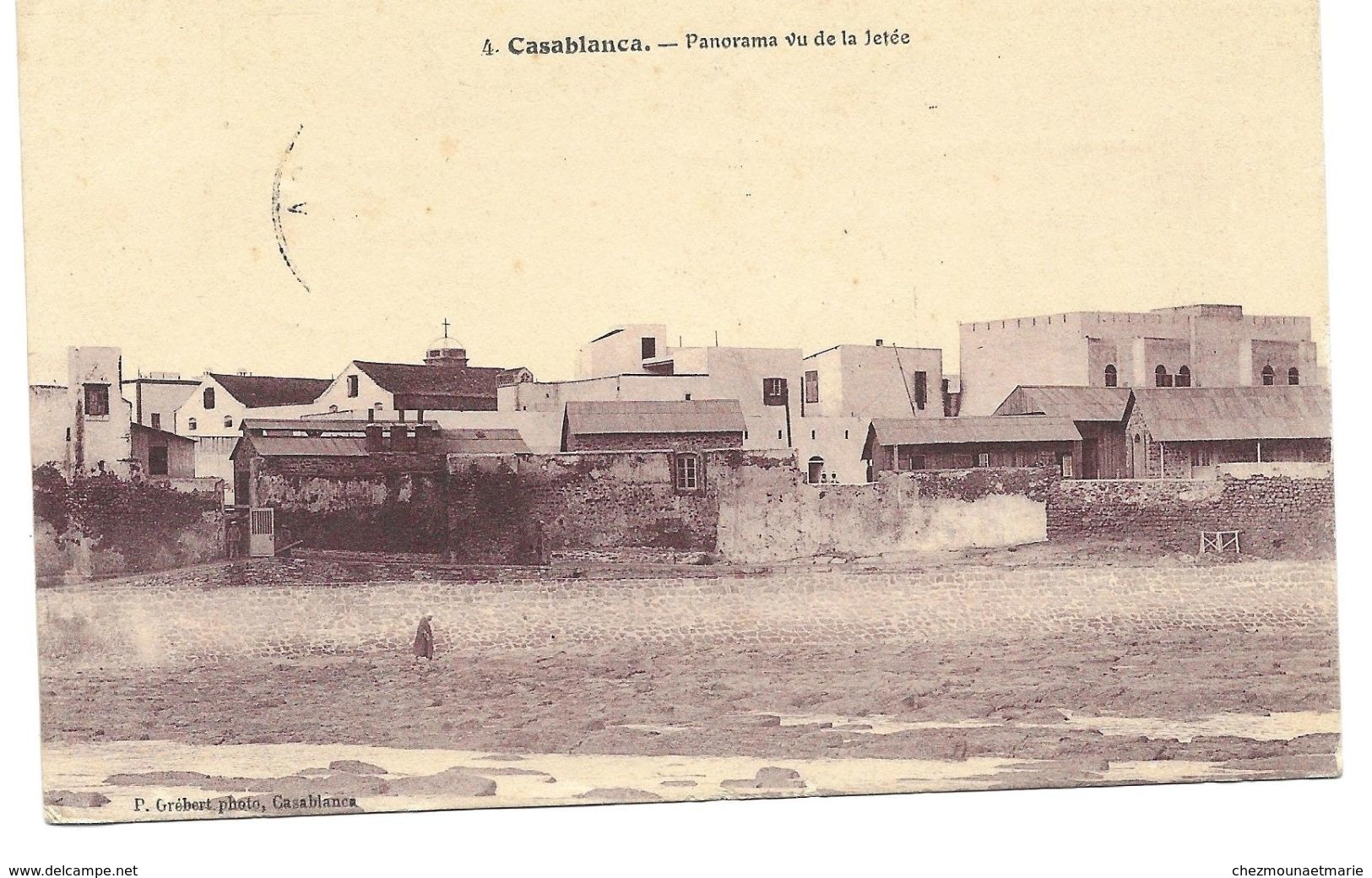 CASABLANCA PANORAMA VU DE LA JETEE - CORPS DE DEBARQUEMENT GOUMS POUR LIEUTENANT REYNAUD A LAGHOUAT 1911 - CPA MILITAIRE - Casablanca