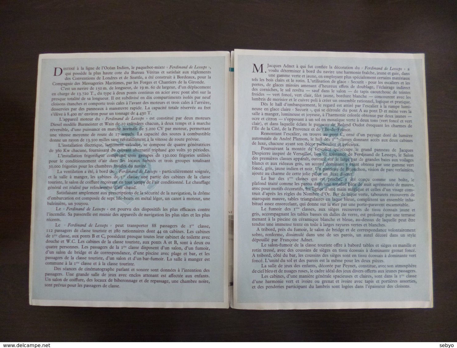 Compagnie Des Messageries Maritimes. Ferdinand De Lesseps. Dépliant. Vues De L'intérieur Du Bateau. - Andere & Zonder Classificatie