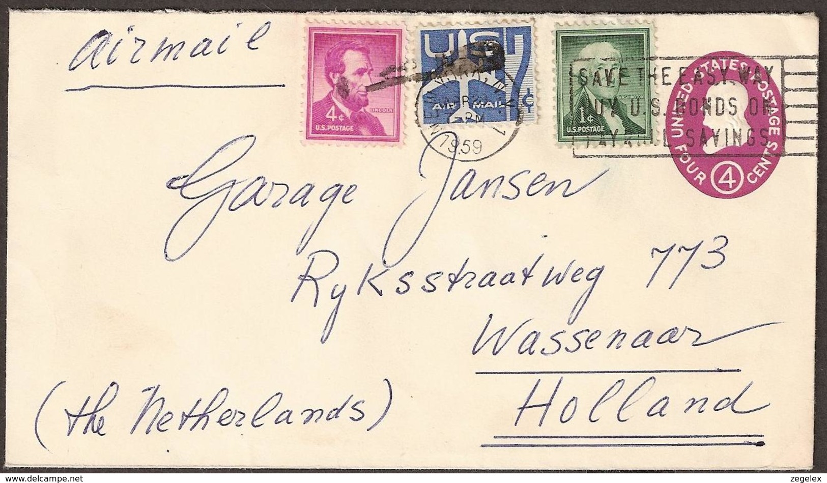 USA 1959 Cover To Holland - 1941-60
