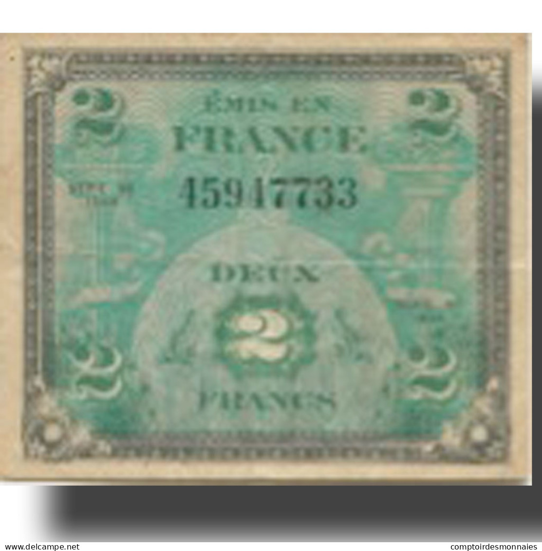 France, 2 Francs, Drapeau/France, 1944, 1944-06-06, TB+, Fayette:VF 16.01 - 1944 Vlag/Frankrijk