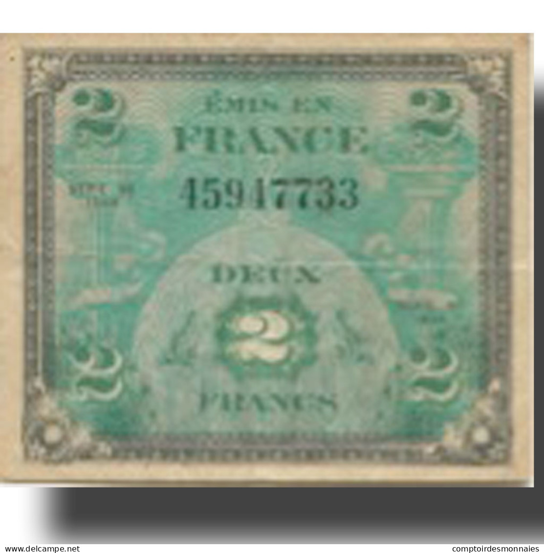 France, 2 Francs, Drapeau/France, 1944, 1944-06-06, TB+, Fayette:VF 16.01 - 1944 Flag/France