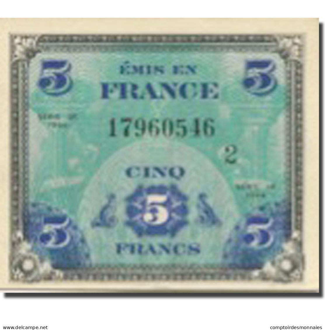 France, 5 Francs, Drapeau/France, 1944, 1944-06-06, SUP, Fayette:VF 17.02 - 1944 Flag/France