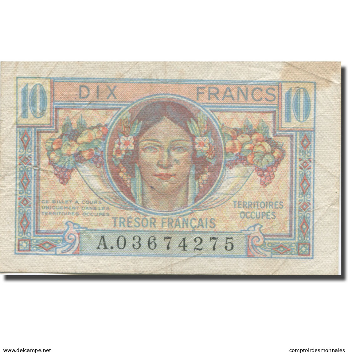 France, 10 Francs, 1947 French Treasury, 1947, 1947, TB+, Fayette:VF30.1, KM:M7a - 1947 Staatskasse Frankreich