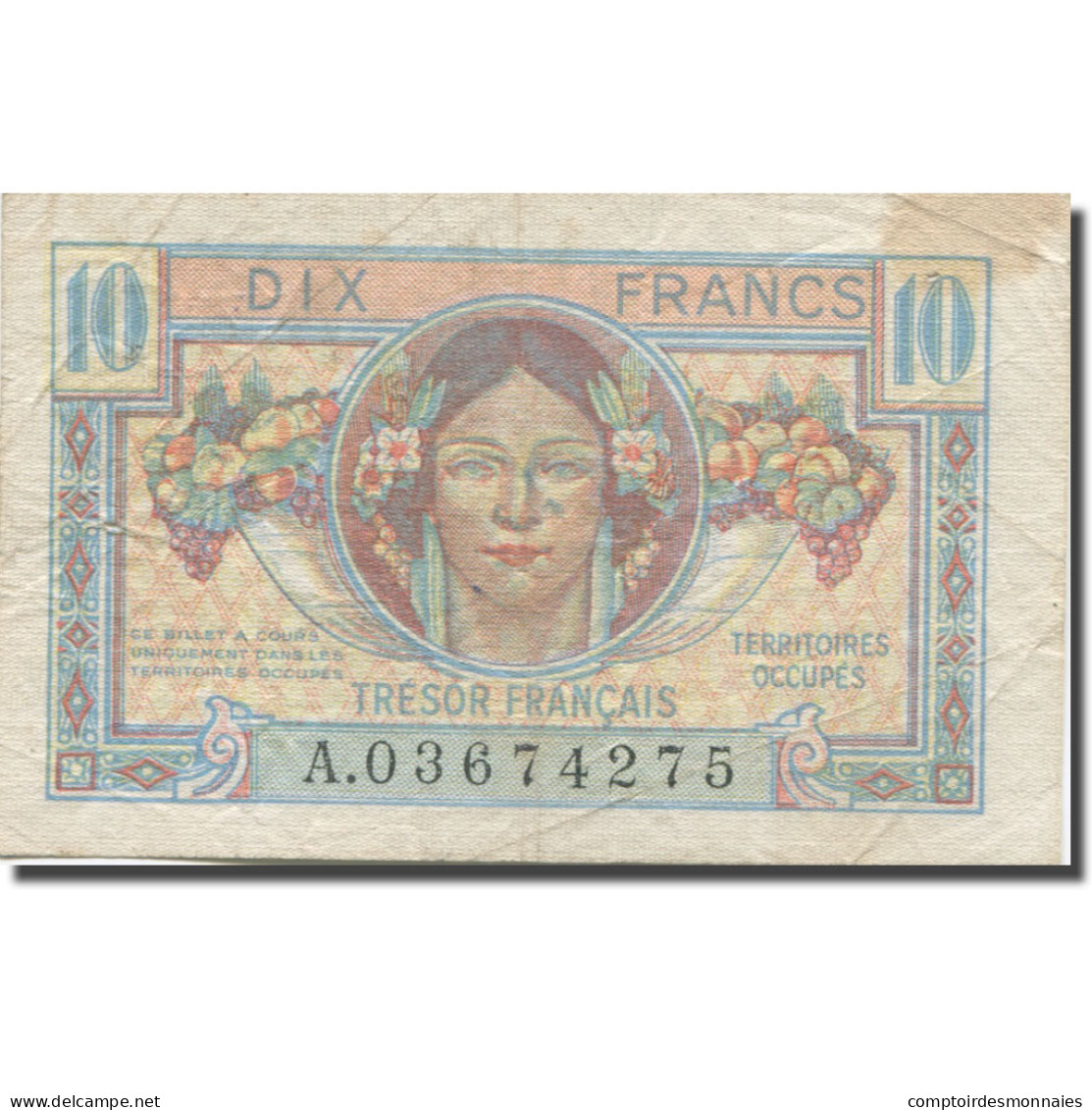 France, 10 Francs, 1947 French Treasury, 1947, 1947, TB+, Fayette:VF30.1, KM:M7a - 1947 Tesoro Francese