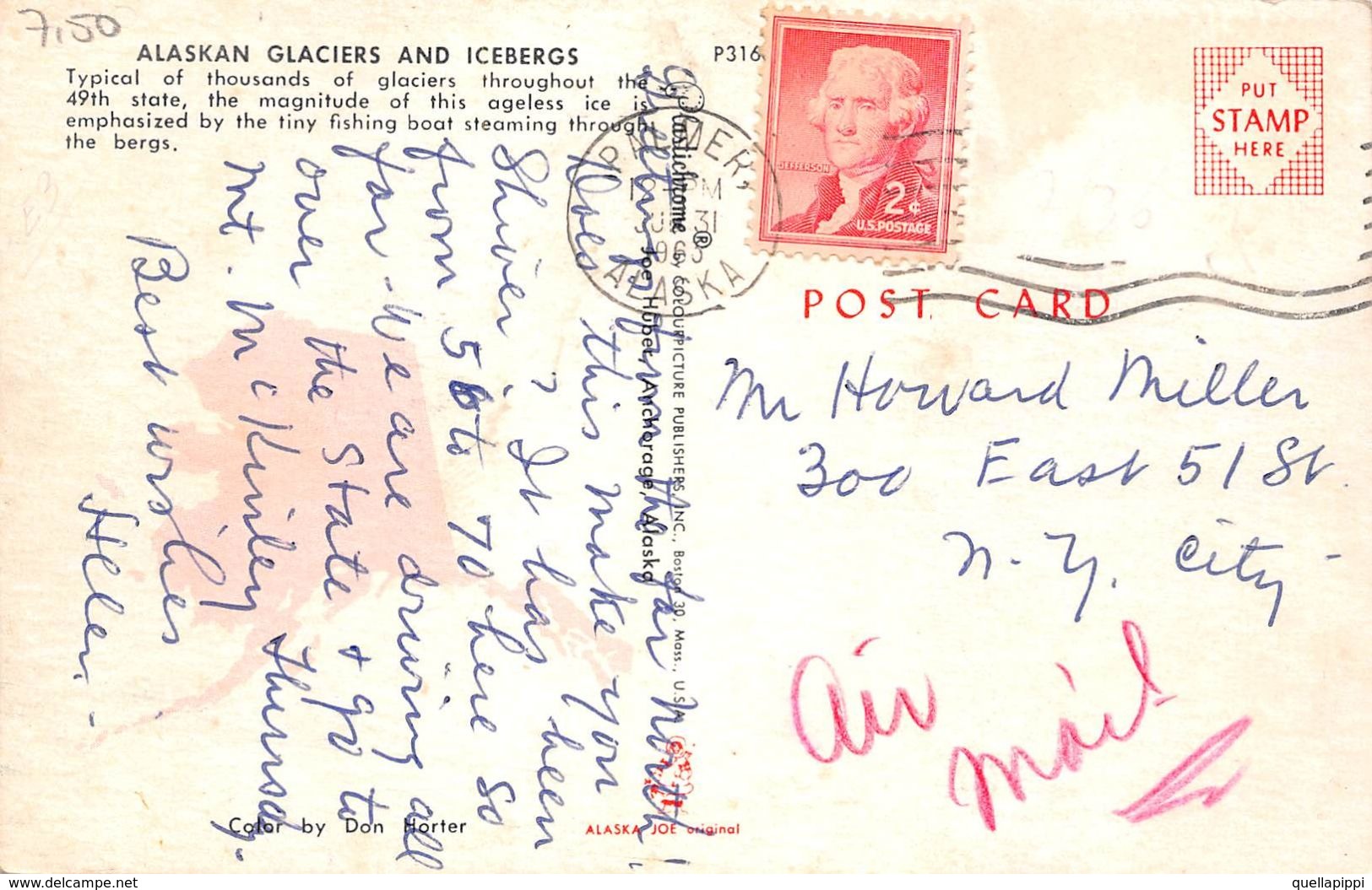 010786 "ALASKAN - GLACIERS AND ICEBERGS"  CART  SPED 1963 - Autres & Non Classés