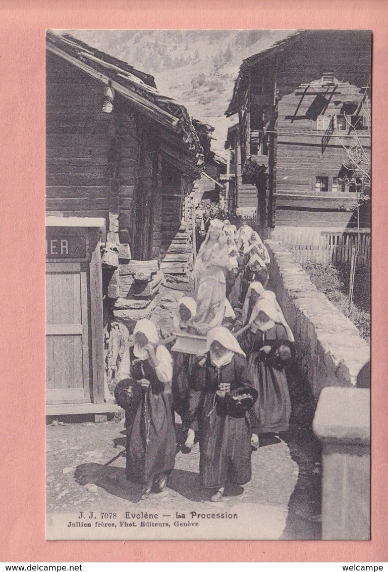 OUDE POSTKAART - ZWITSERLAND - SCHWEIZ -   SUISSE -  LA PROCESSION -    EVOLENE - Evolène